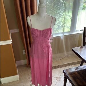 Zara Pink Midi Dress with Spaghetti Straps